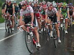 Frank Schleck und Fabian Cancellara an der Spitze des Feldes w�hrend der ersten Etappe der Tour de Luxembourg 2008